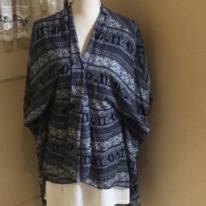 Bohemian style elephants navy blue cover up